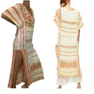 Free People crochet Striped Dress with Side Slit